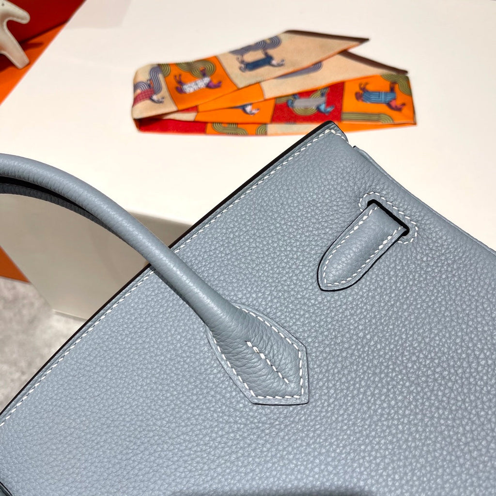 HERMES BIRKIN 30CM CLOUD BLUE TOGO LEATHER SILVER HARDWARE
