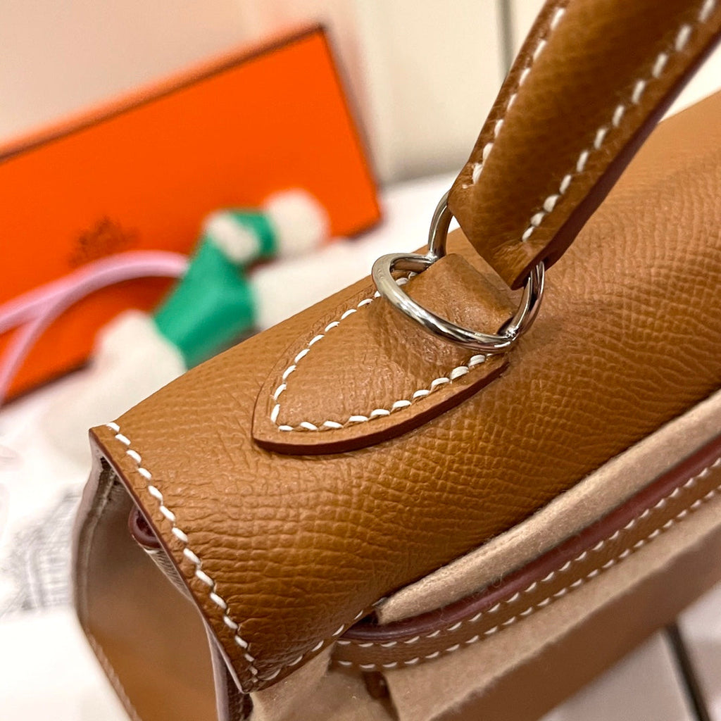 HERMES KELLY 25CM GOLD EPSOM LEATHER SILVER HARDWARE