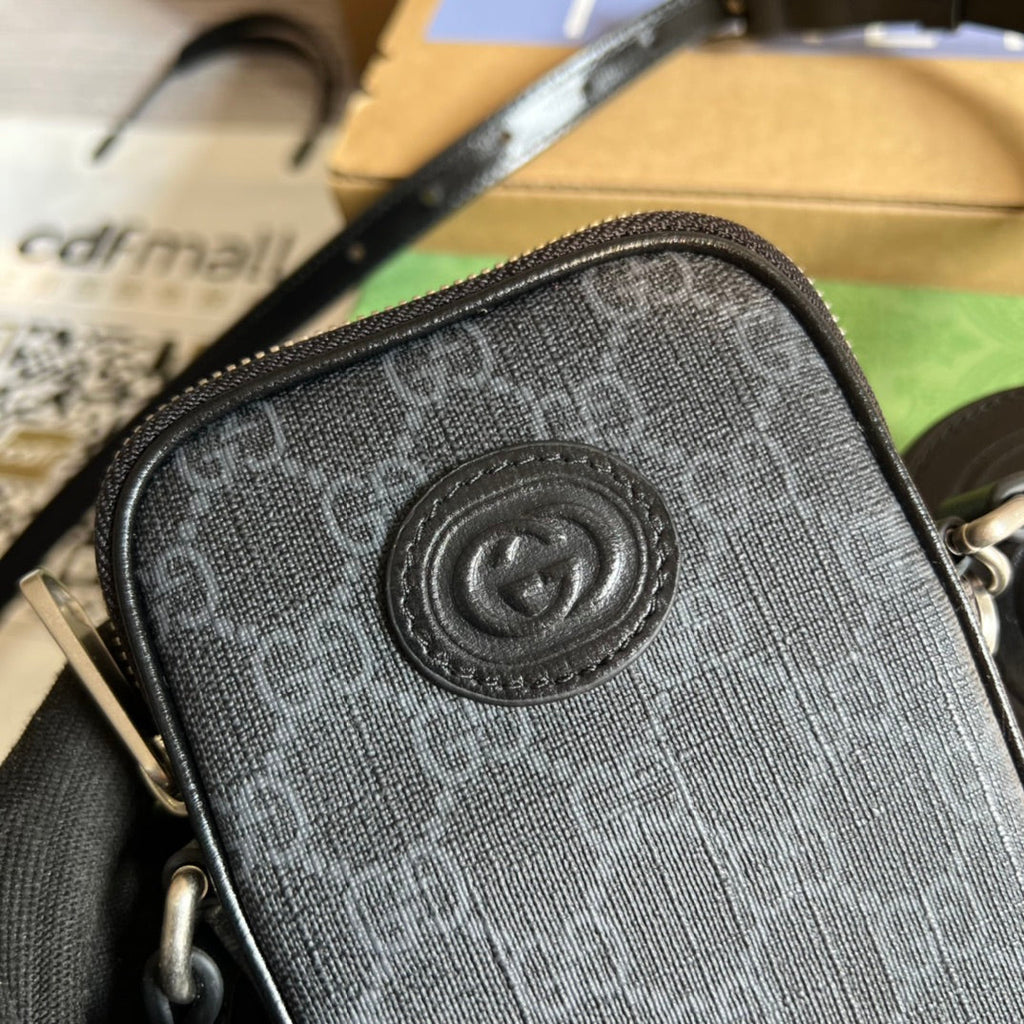 GUCCI MINI BAG 17 IN BLACK CALFSKIN AND CANVAS