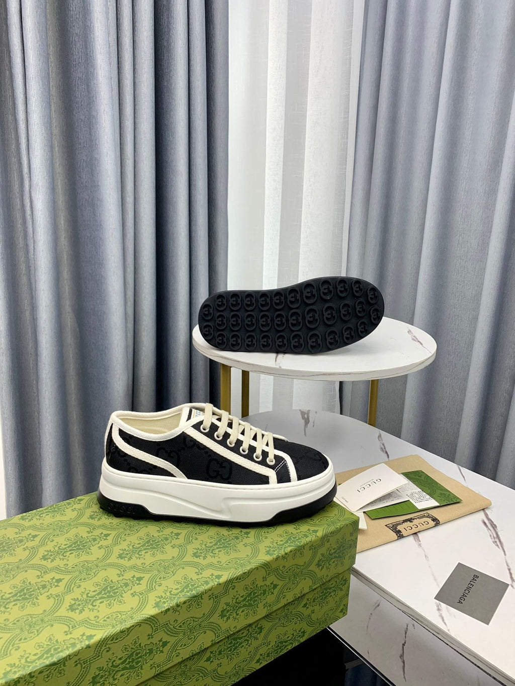 GUCCI SNEAKER FLATFORM BLACK CANVAS