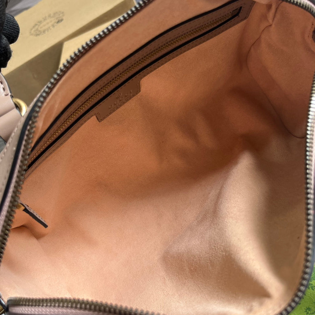 GUCCI MARMONT MATELASSE 27 HANDBAG BEIGE CALFSKIN