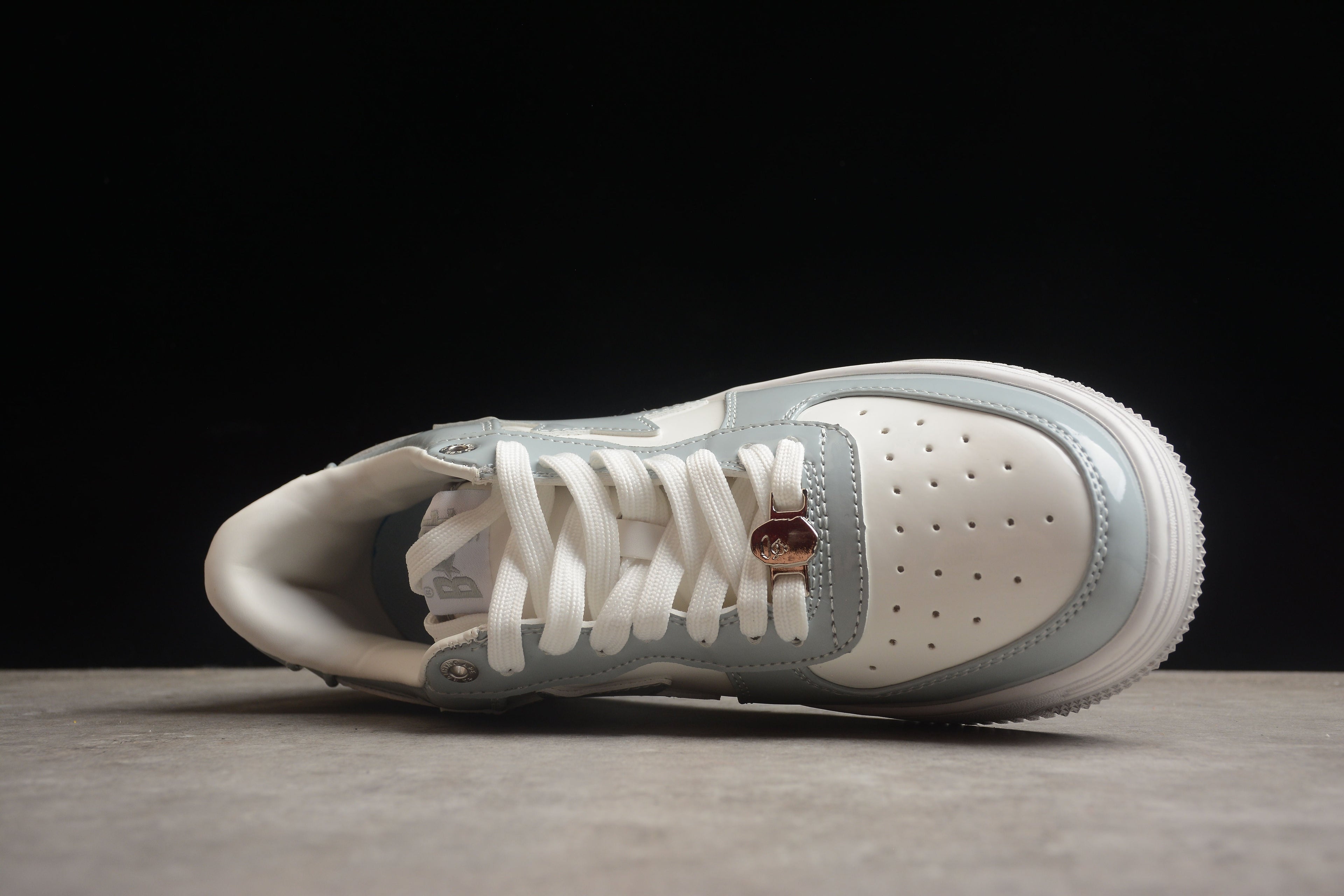 Bape Sta Patent Leather Gray and White