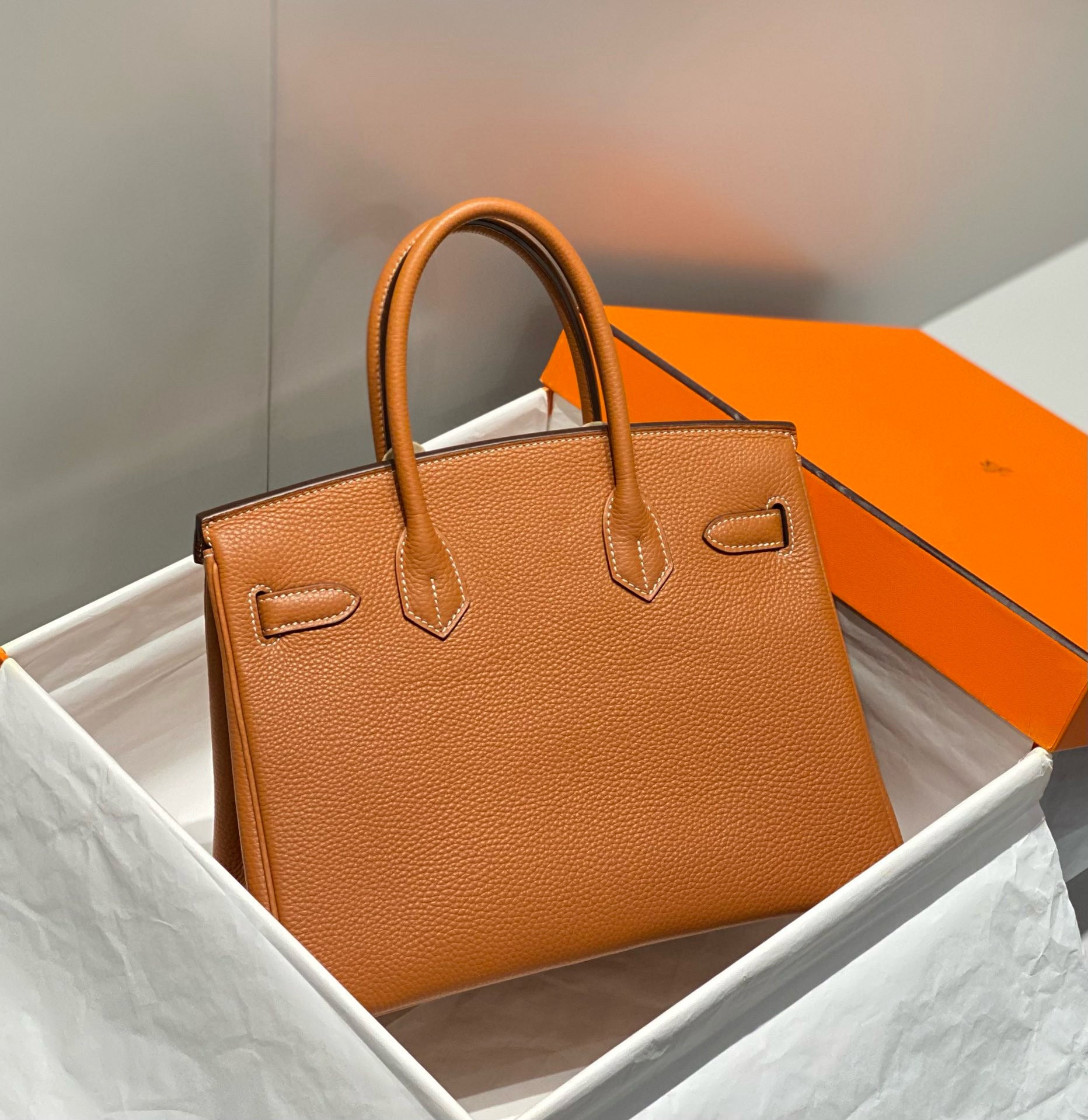HERMES BIRKIN 30CM BROWN TOGO LEATHER SILVER HARDWARE