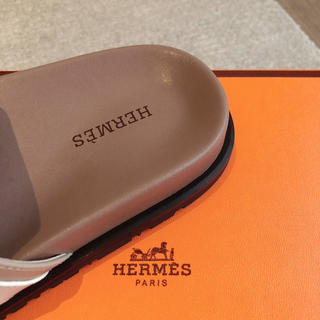 HERMES EMPIRE SANDAL LIGHT BROWN MIX CREAM CALFSKIN