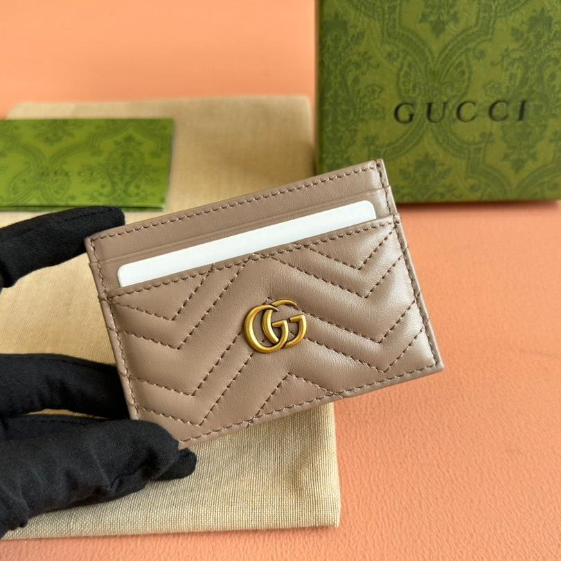 GUCCI MARMONT QUILTED CARD HOLDER 10 IN MILK TEA CALFSKIN