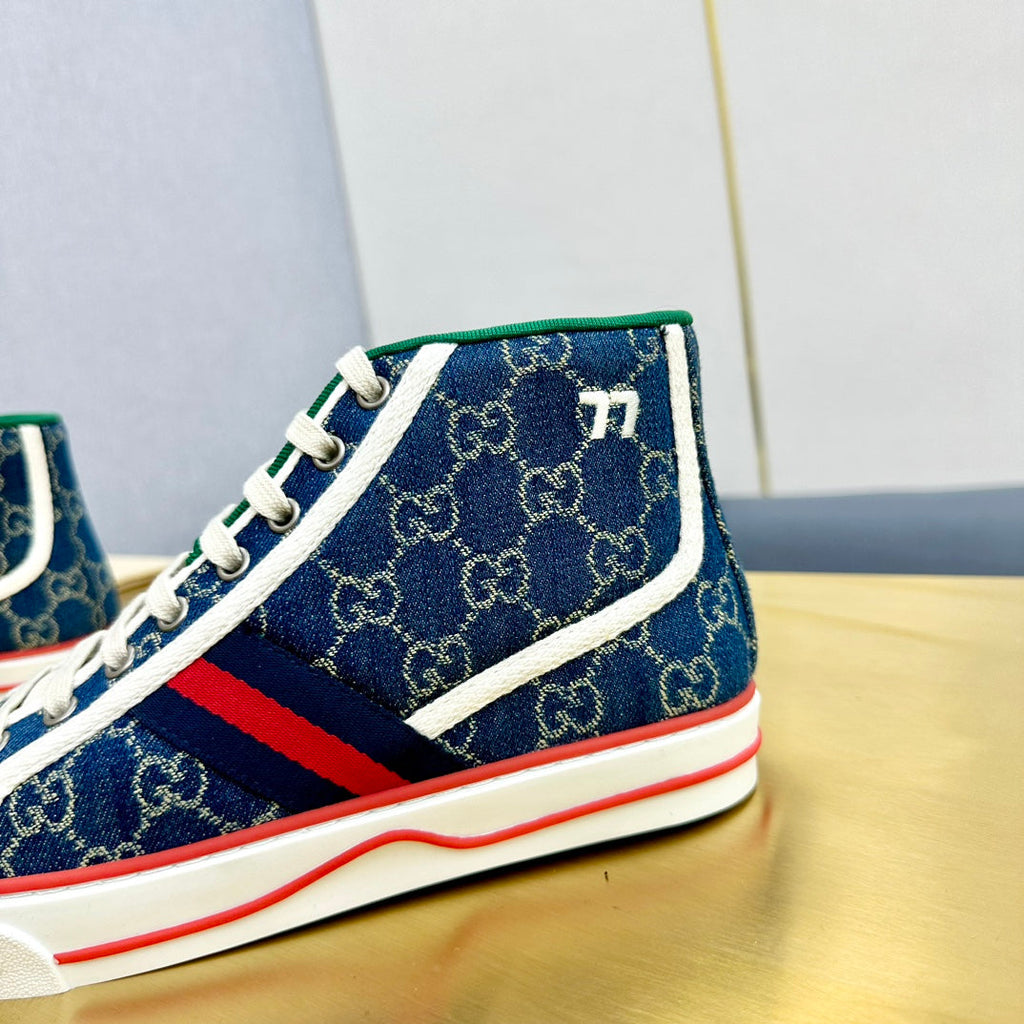 GUCCI TENNIS 1977 HIGH-TOP TRAINER INDIGO CANVAS