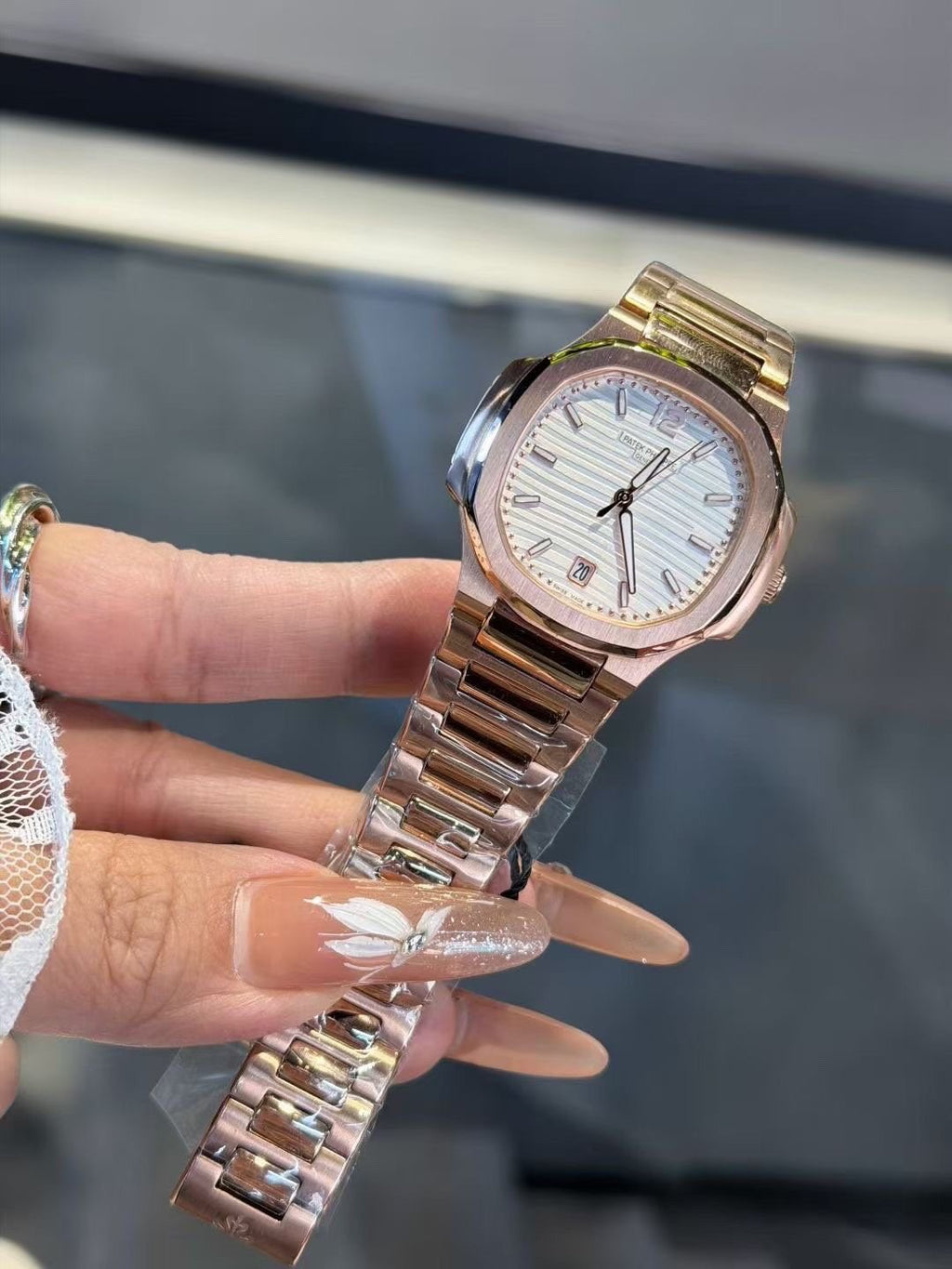Patek Philippe White Dial Rose Gold Watch