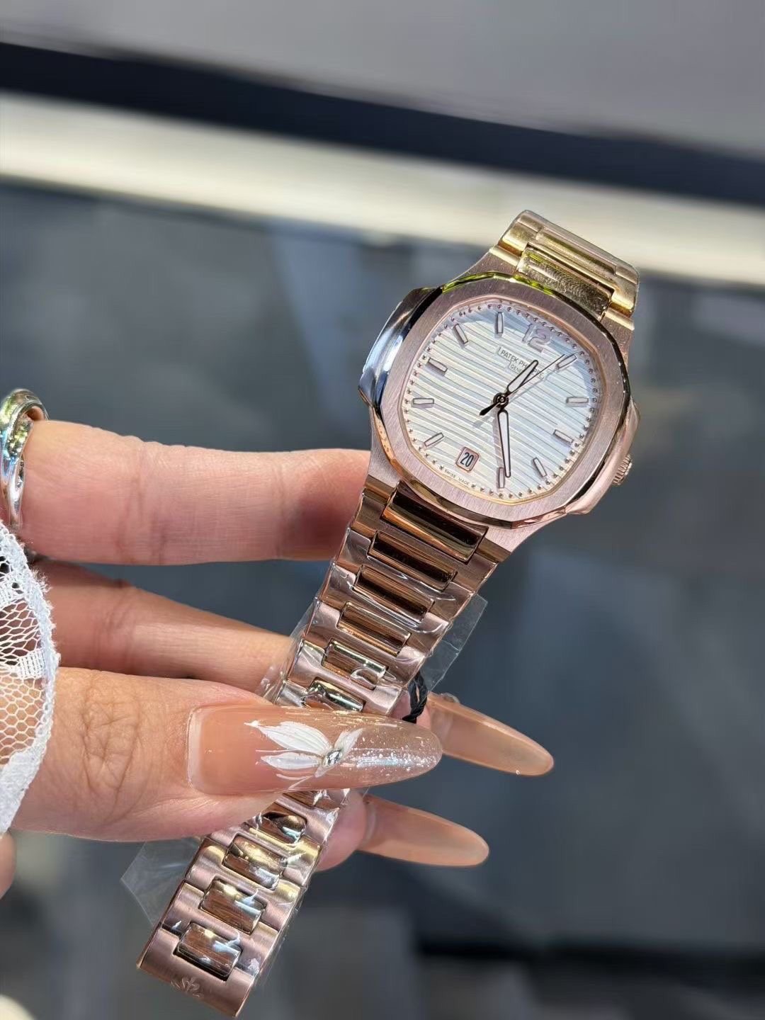 Patek Philippe White Dial Rose Gold Watch