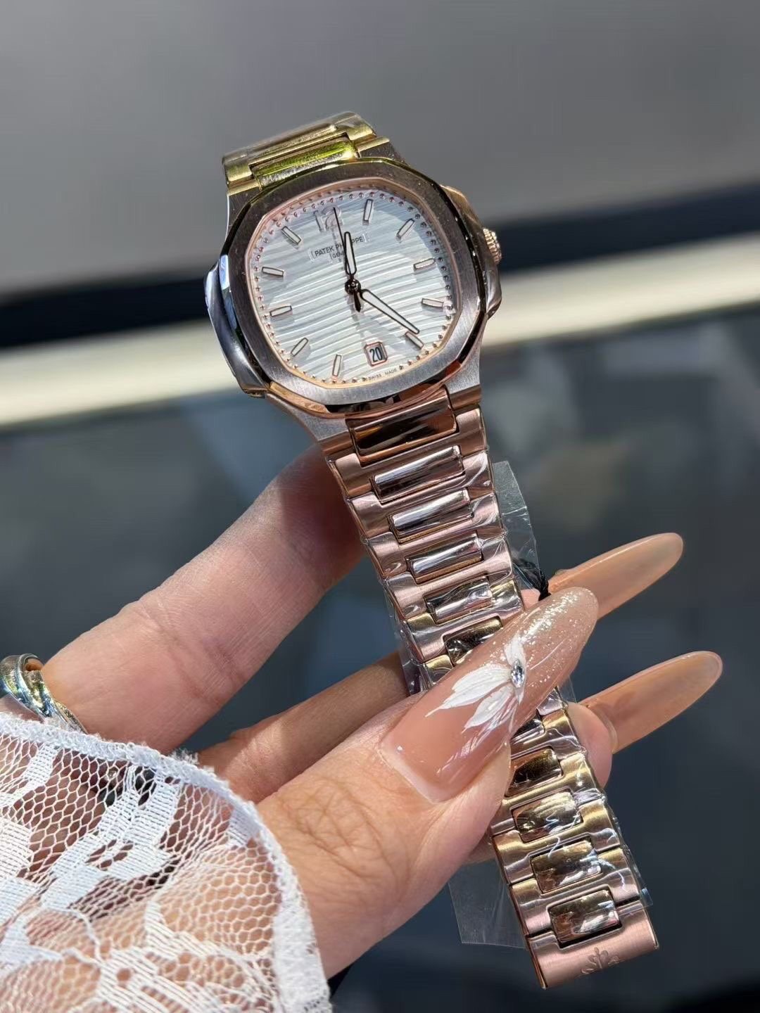 Patek Philippe White Dial Rose Gold Watch