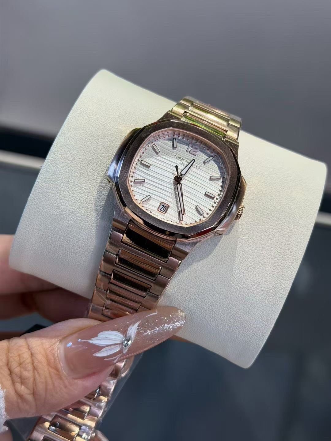 Patek Philippe White Dial Rose Gold Watch
