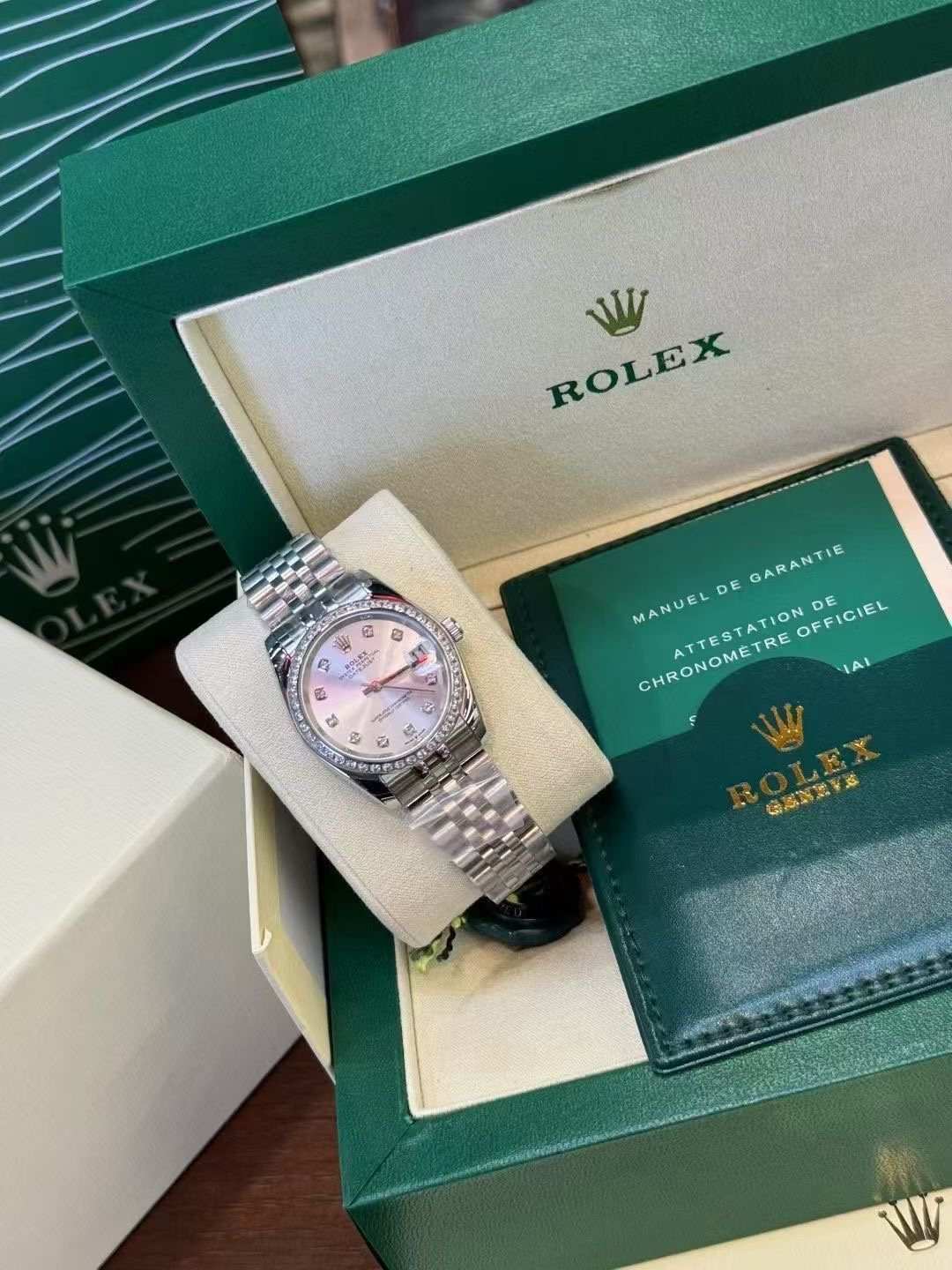 Rolex Iridescent Dial Metal Bracelet Watch