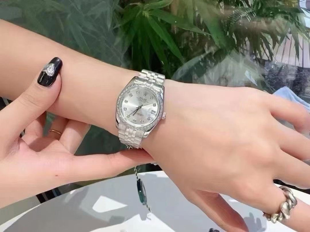 Rolex Iridescent Dial Metal Bracelet Watch