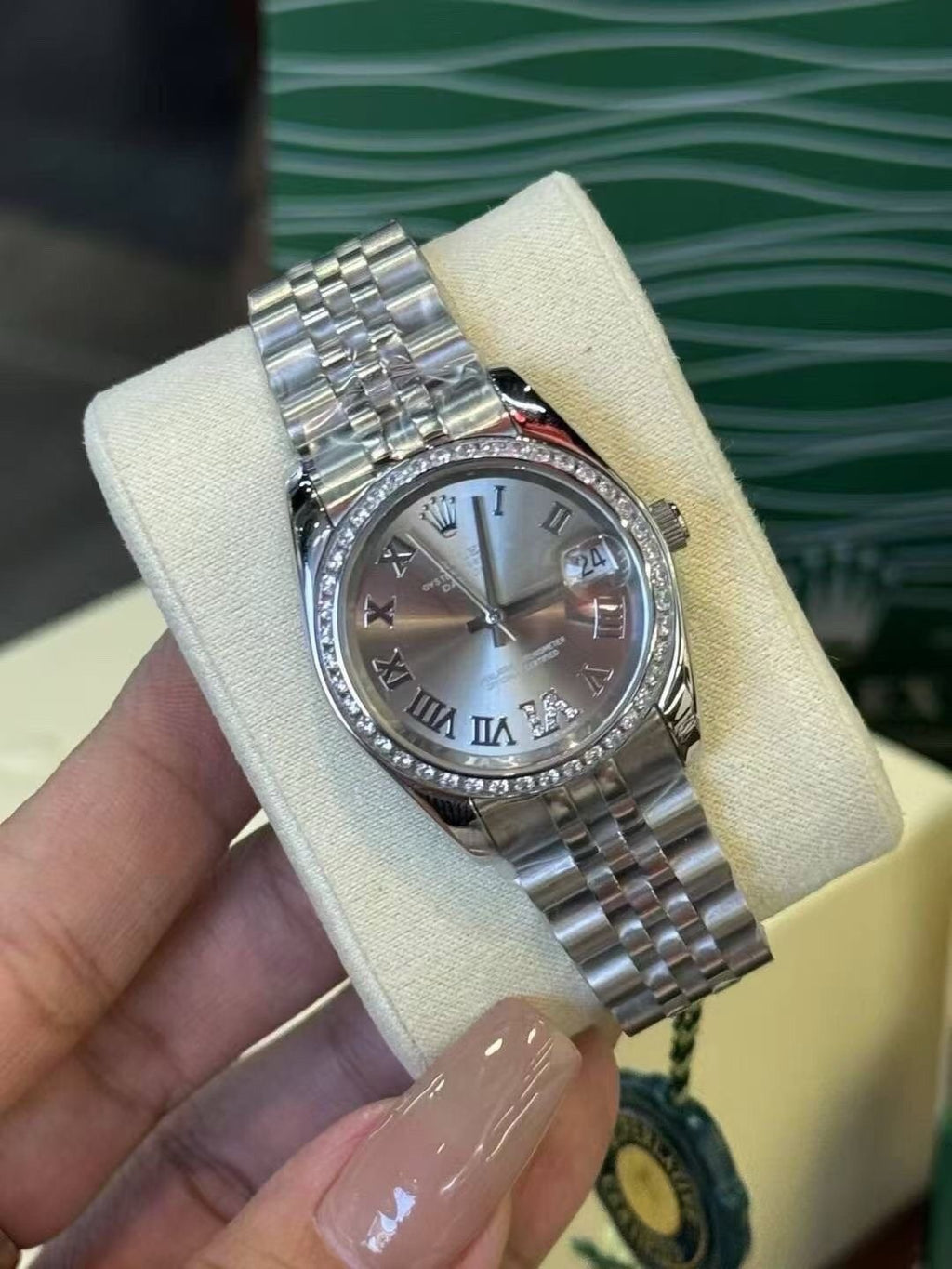 Rolex Gray Roman Dial Watch