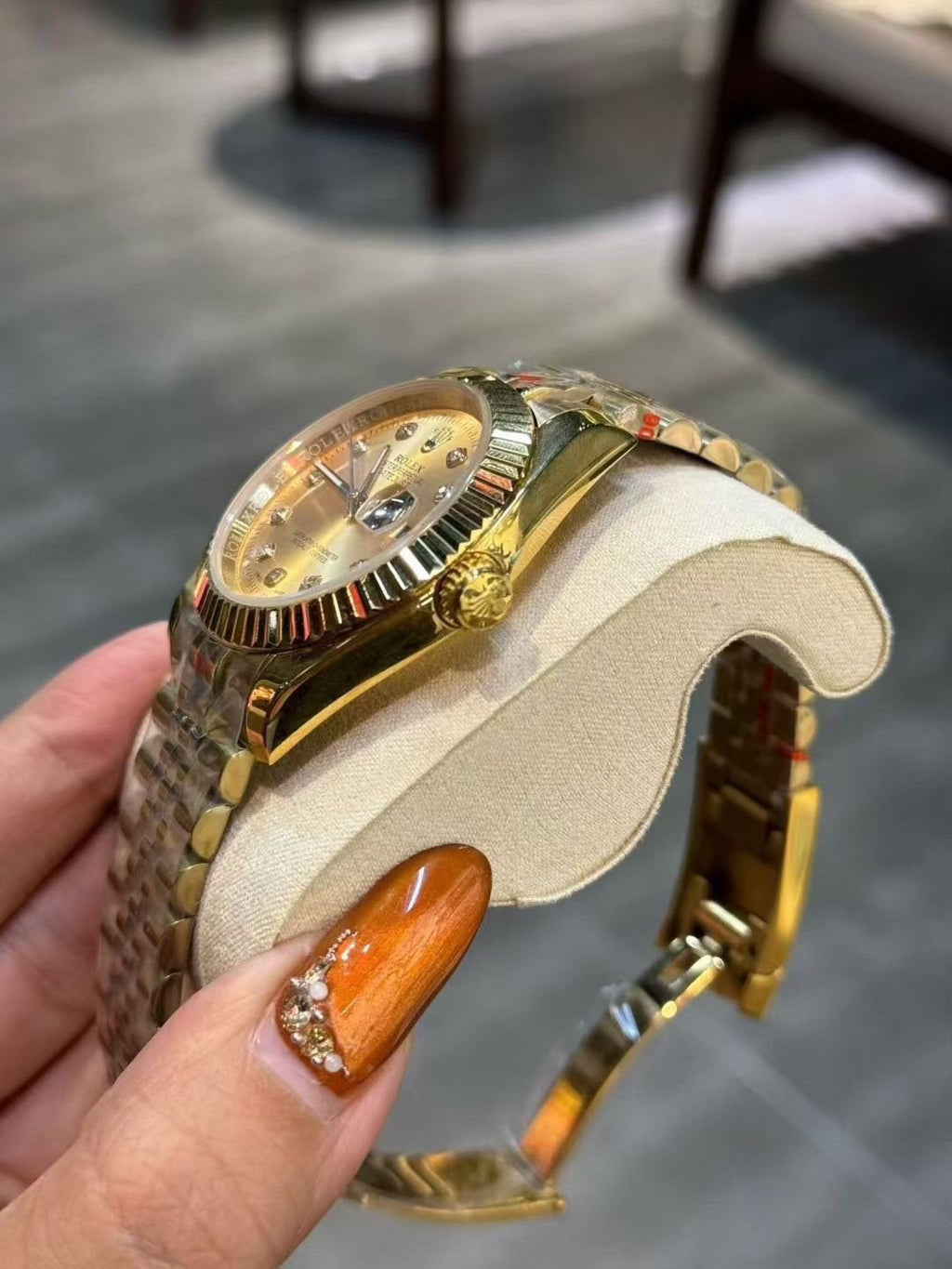 Rolex Gold-Tone Champagne Dial Watch