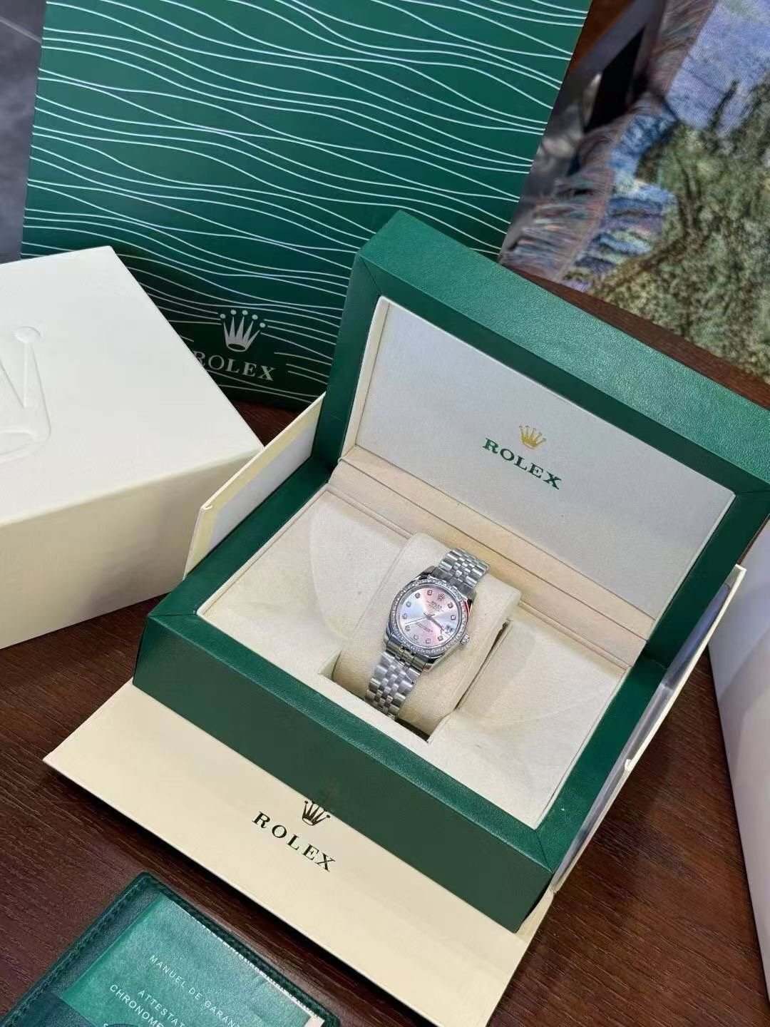 Rolex Pale Iridescent Dial Metal Bracelet Watch