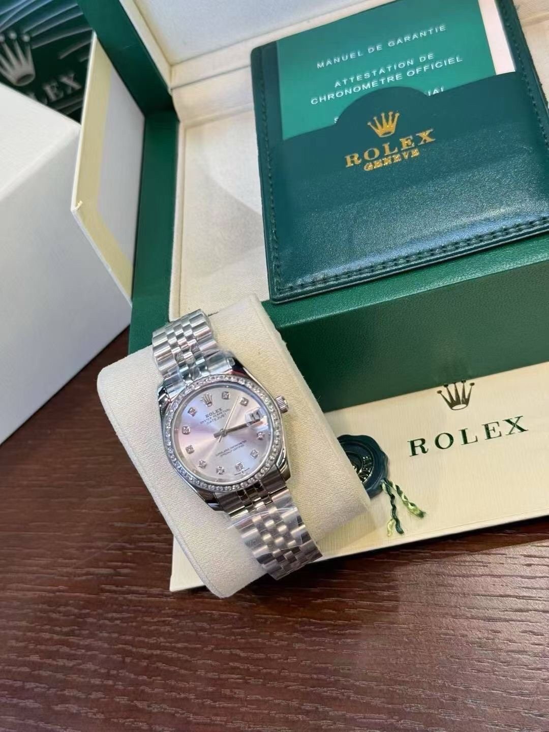 Rolex Pale Iridescent Dial Metal Bracelet Watch