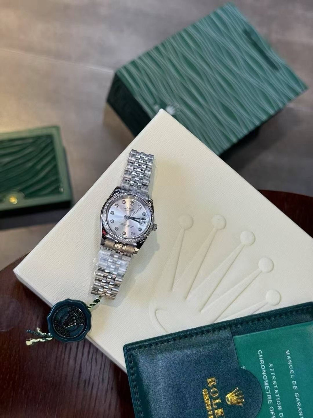 Rolex Pale Iridescent Dial Metal Bracelet Watch