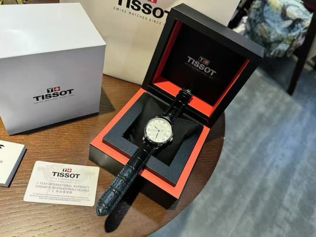 Tissot Cream Dial Black Leather Strap Watch
