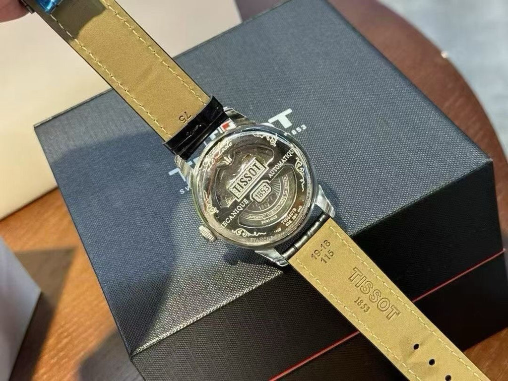 Tissot Cream Dial Black Leather Strap Watch