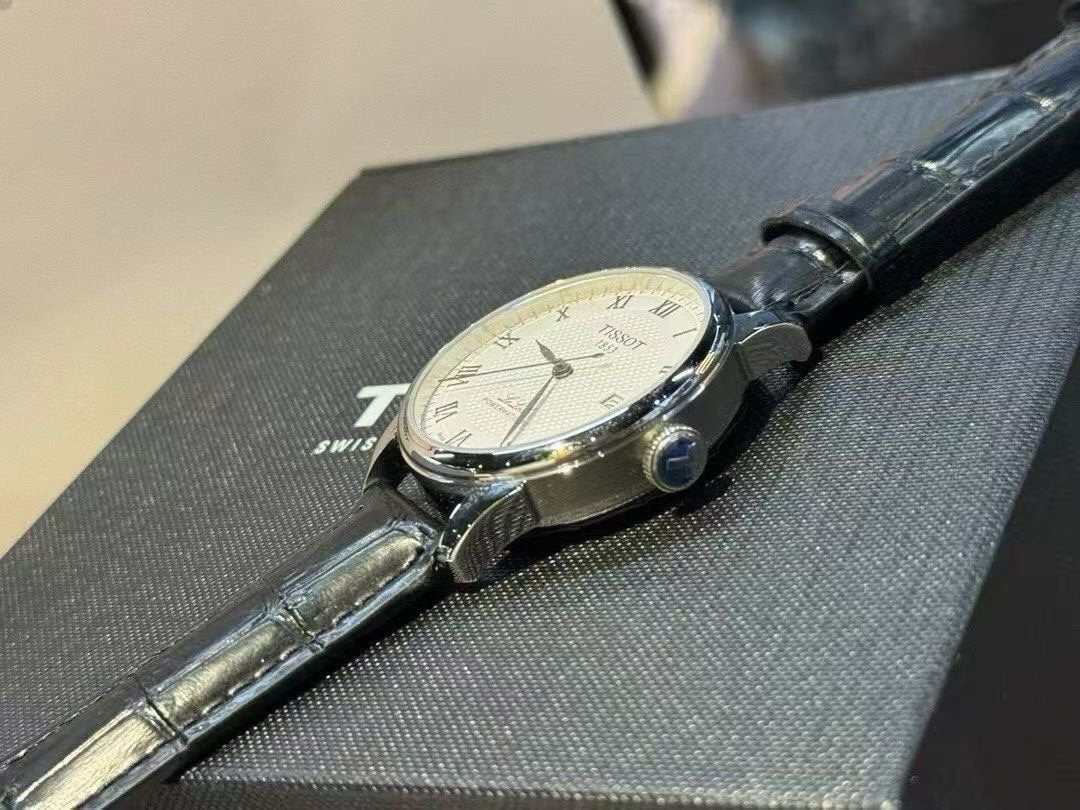 Tissot Cream Dial Black Leather Strap Watch