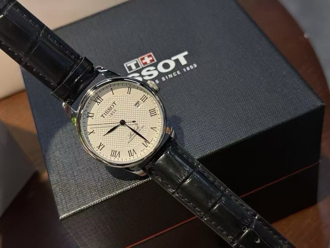 Tissot Cream Dial Black Leather Strap Watch