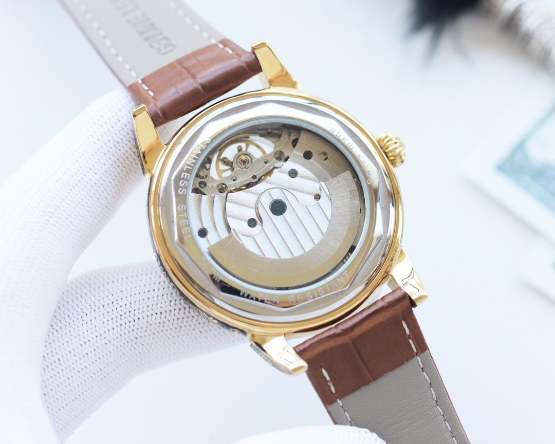 Patek Philippe White Dial Brown Strap Watch