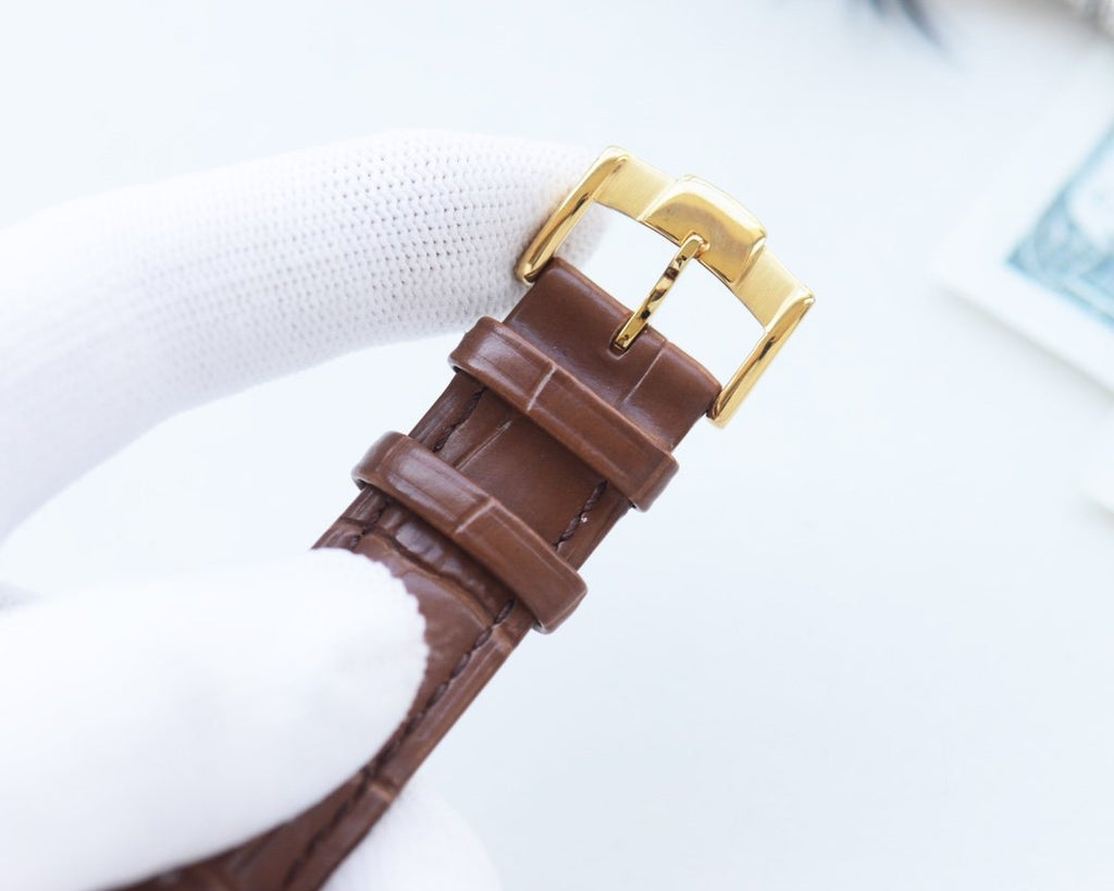 Patek Philippe White Dial Brown Strap Watch