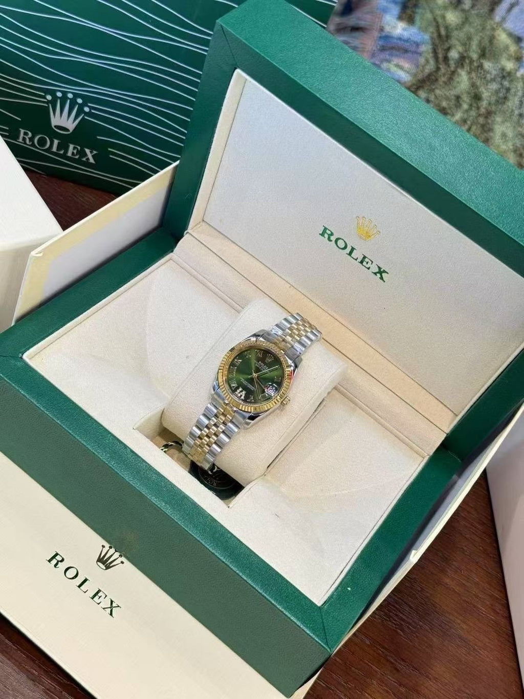 Rolex Green Dial Two-Tone Watch