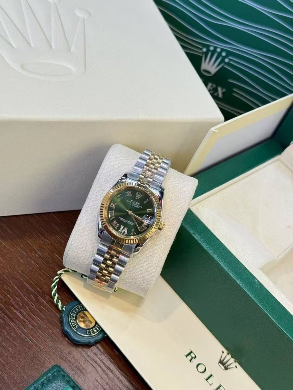 Rolex Green Dial Two-Tone Watch