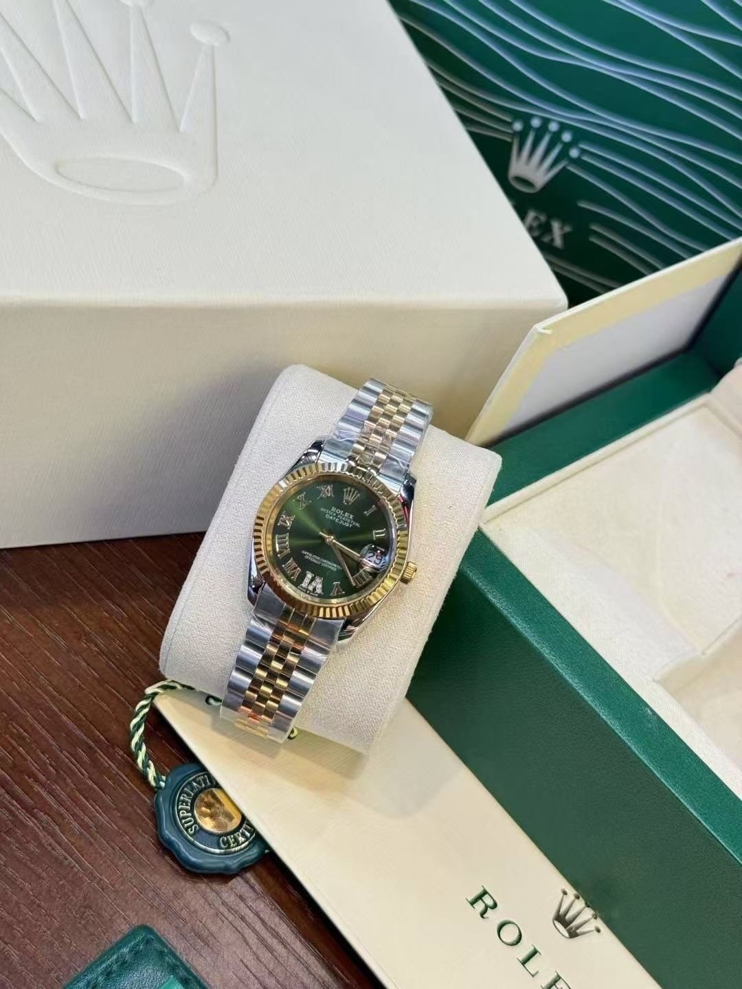 Rolex Green Dial Two-Tone Watch