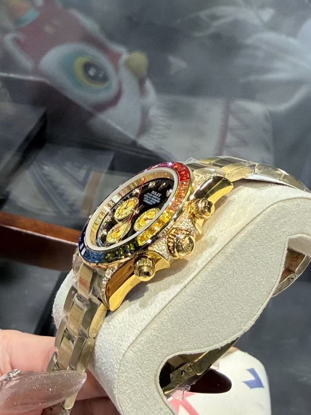 Rolex Rainbow Gemstone Chronograph Watch