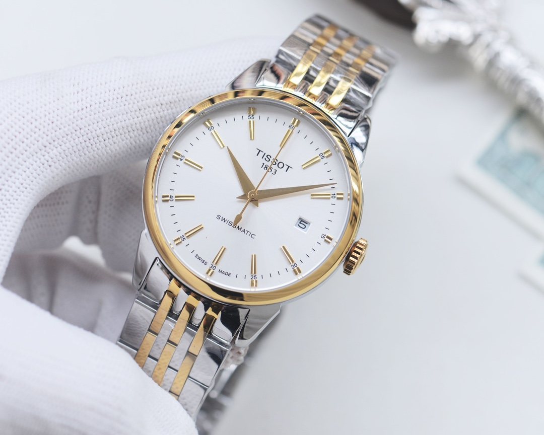 Tissot Silver Gold White Dial Bracelet Watch