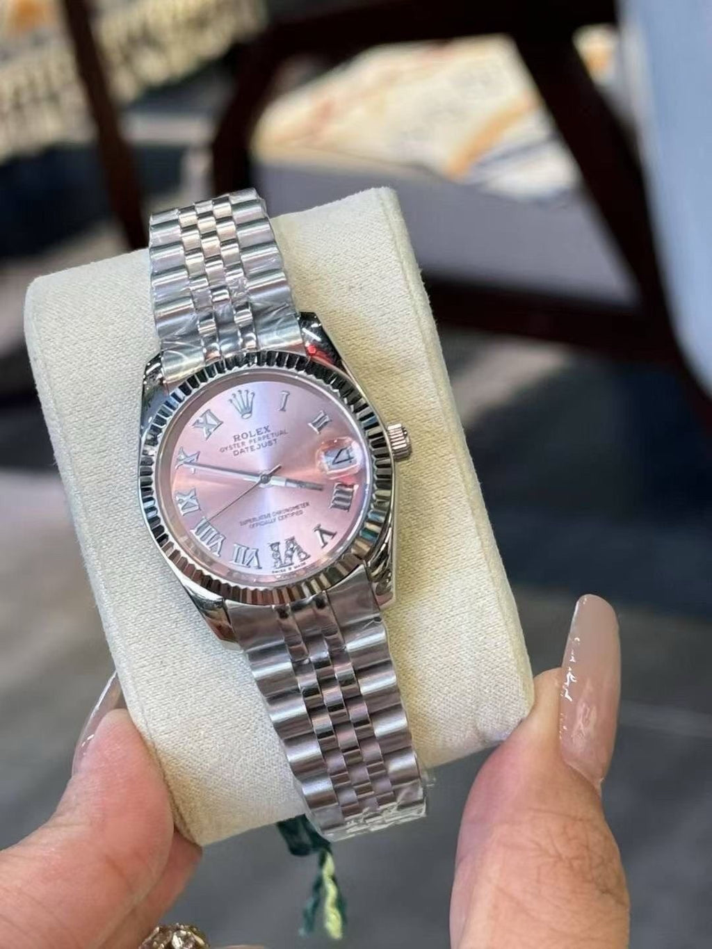 Rolex Pink Dial Bracelet Watch