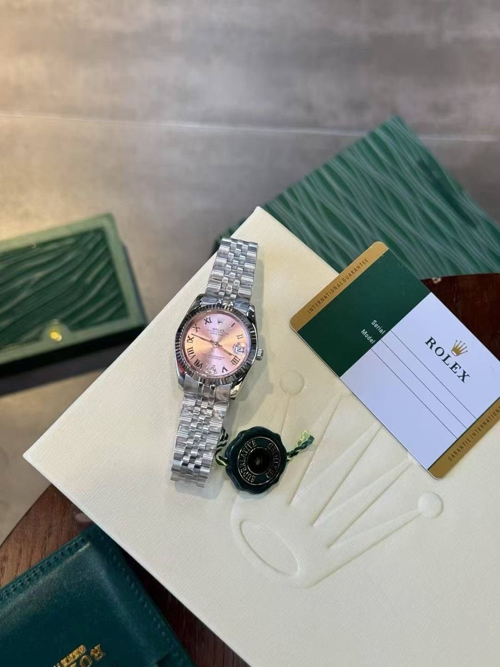 Rolex Pink Dial Bracelet Watch