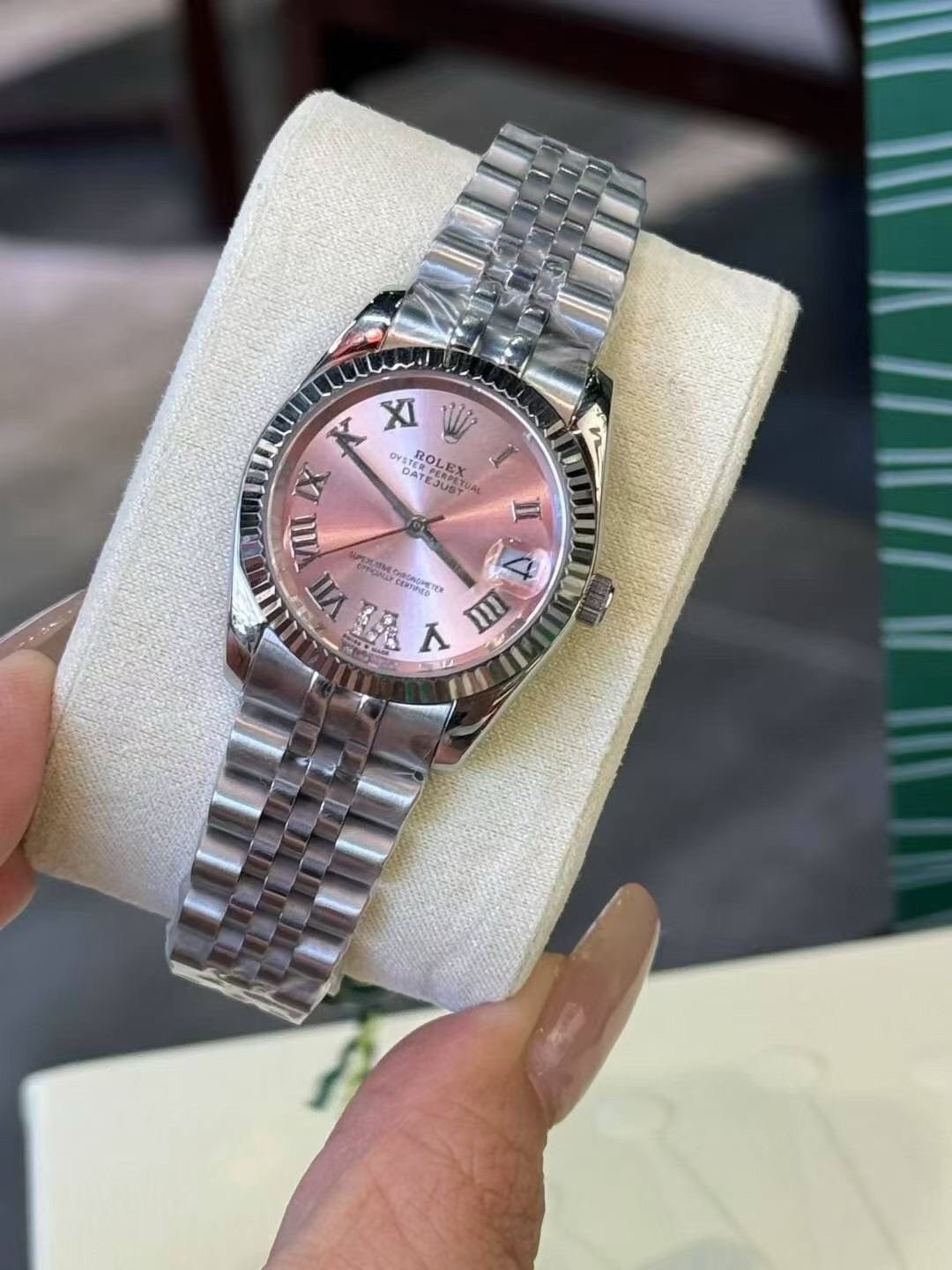 Rolex Pink Dial Bracelet Watch