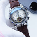 Rolex Silver Brown White Dial Strap Watch