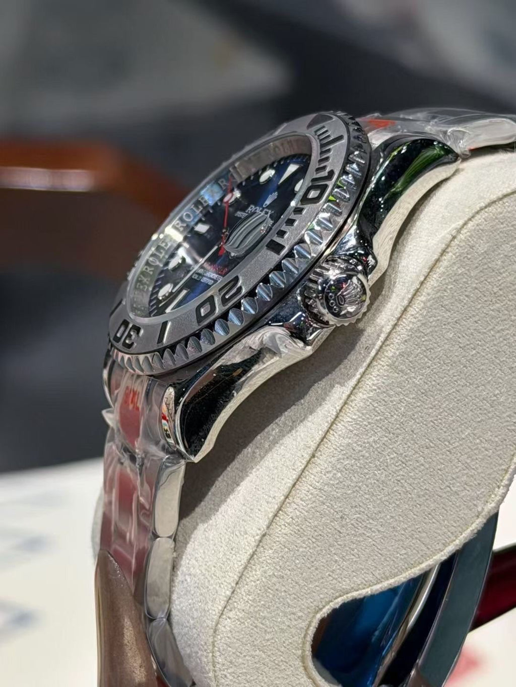 Rolex Blue Dial Metal Bracelet Watch