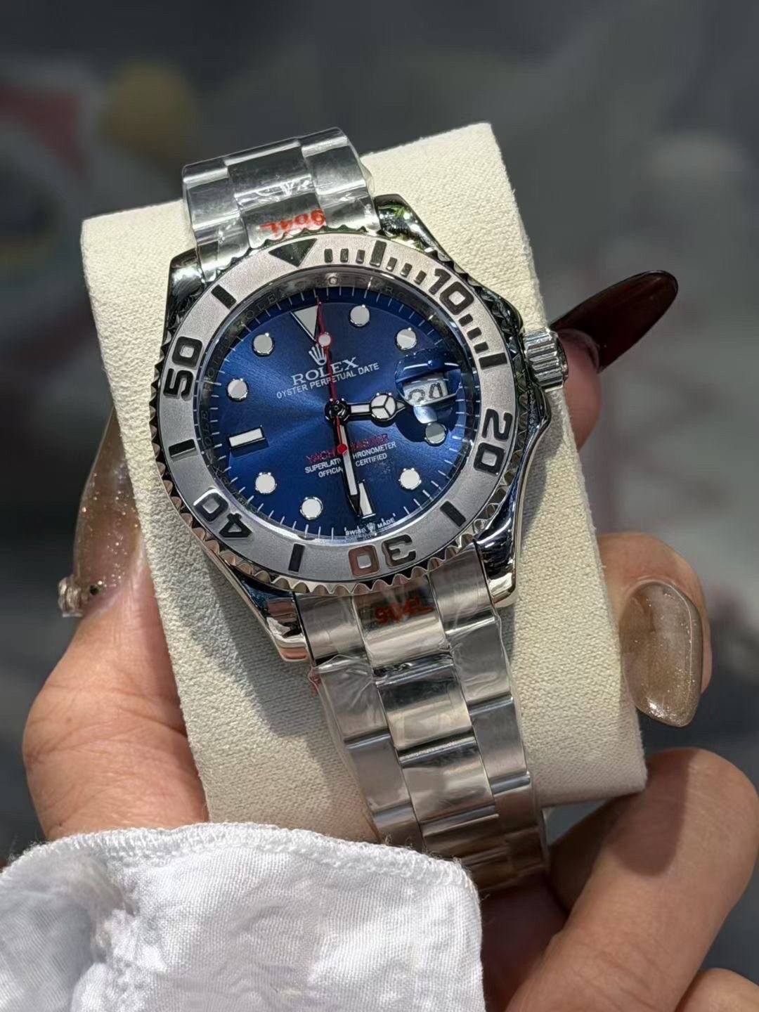 Rolex Blue Dial Metal Bracelet Watch