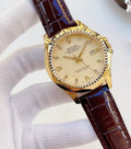 Rolex Cream Dial Brown Strap Watch