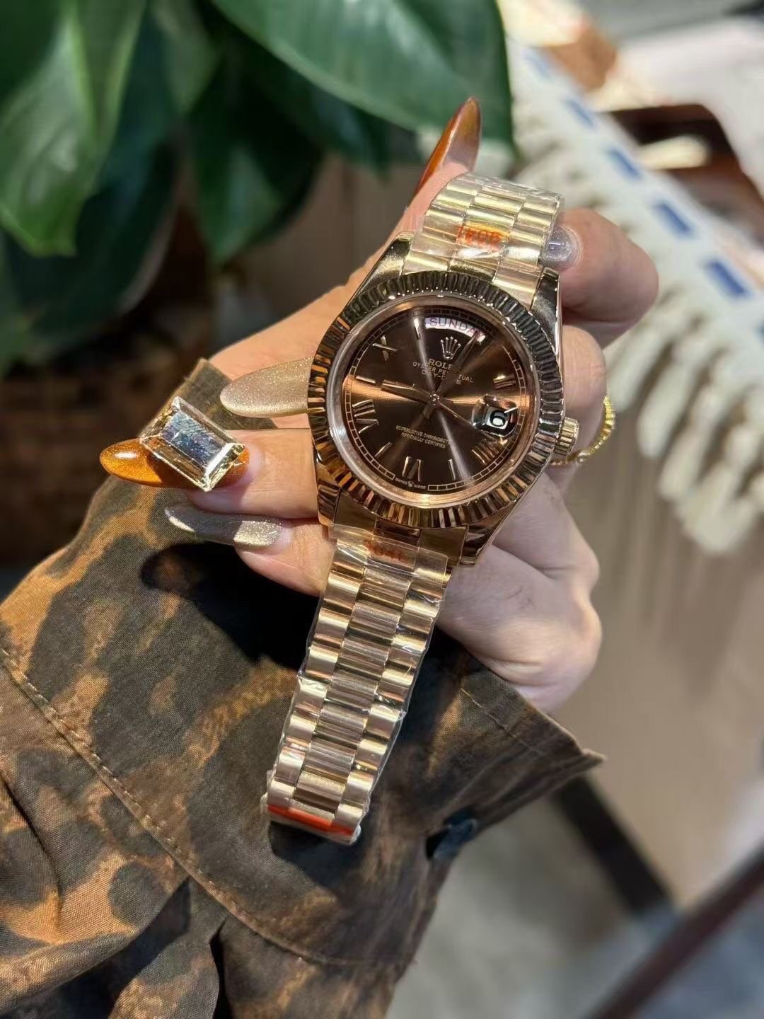 Rolex Brown Dial Two-Tone Watch