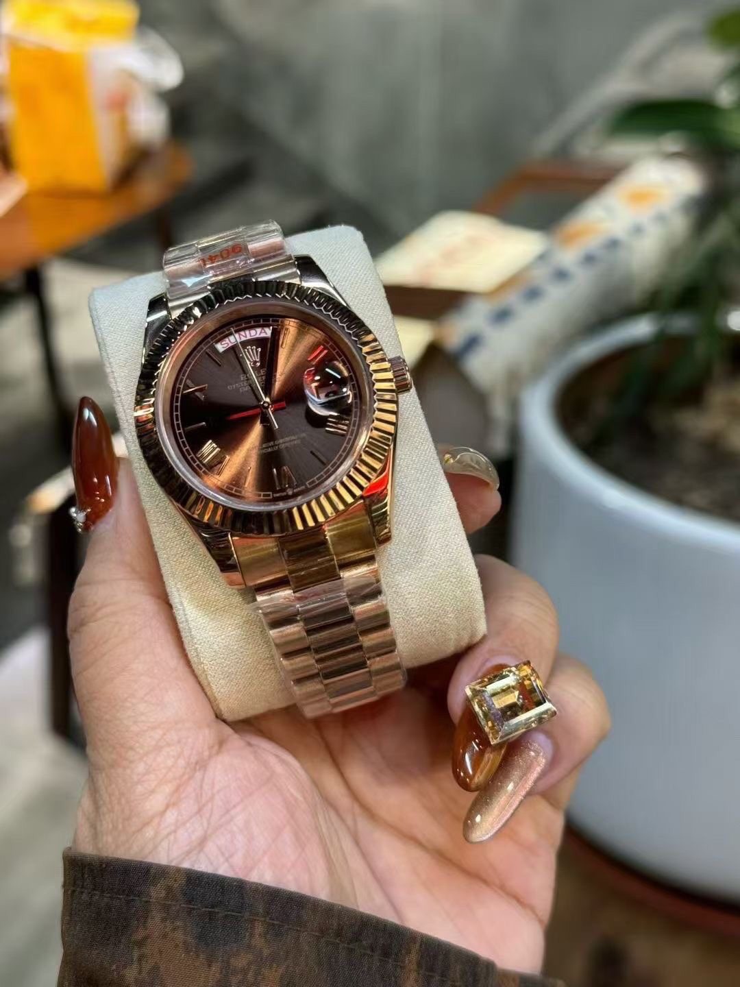 Rolex Brown Dial Two-Tone Watch