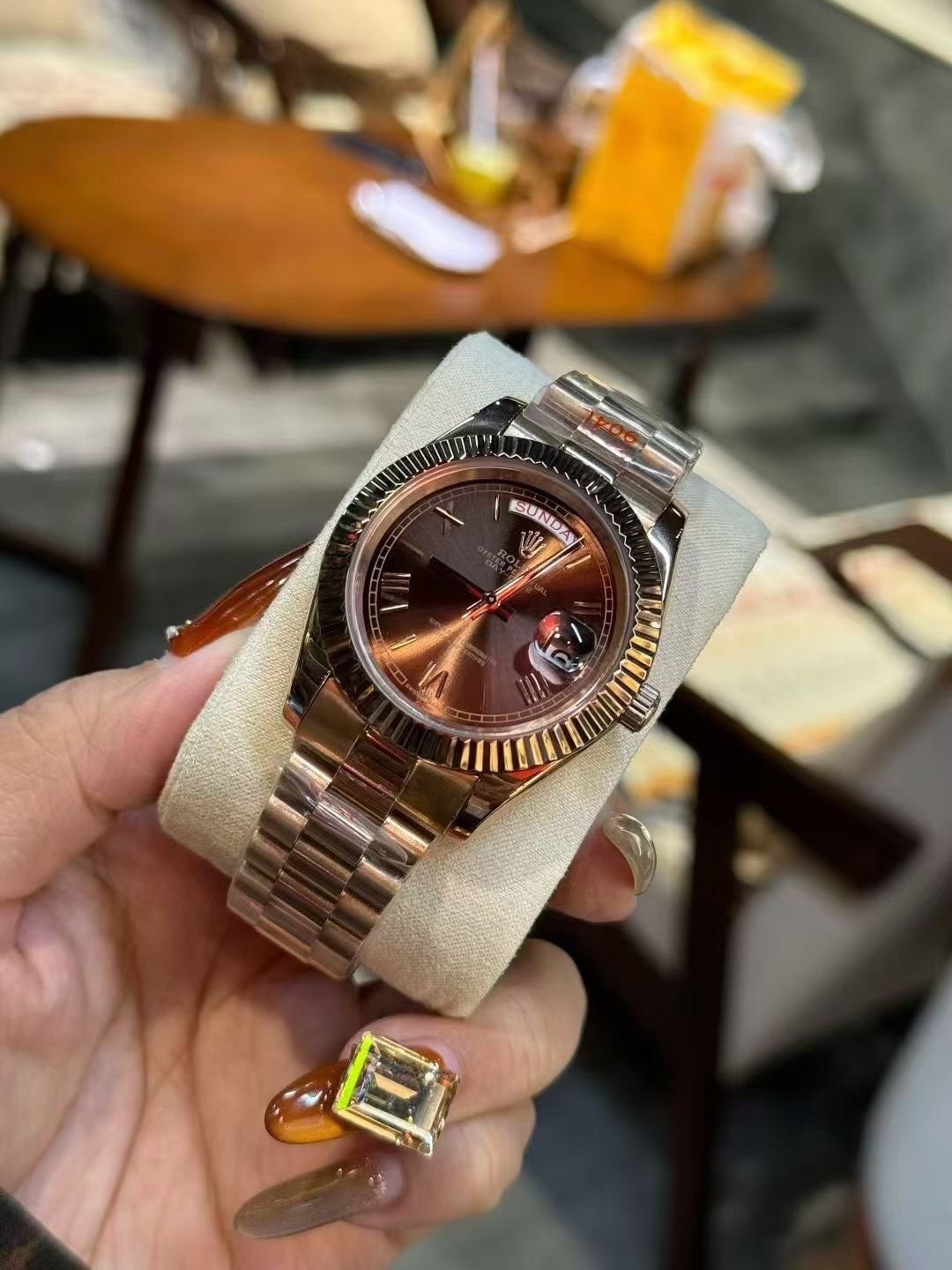 Rolex Brown Dial Two-Tone Watch
